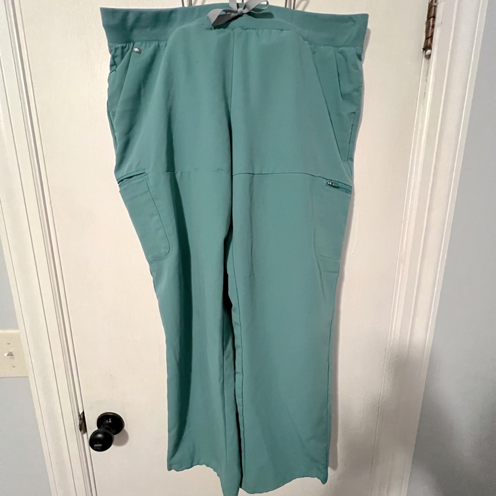 FIGS cargo scrub pants hydrogreen